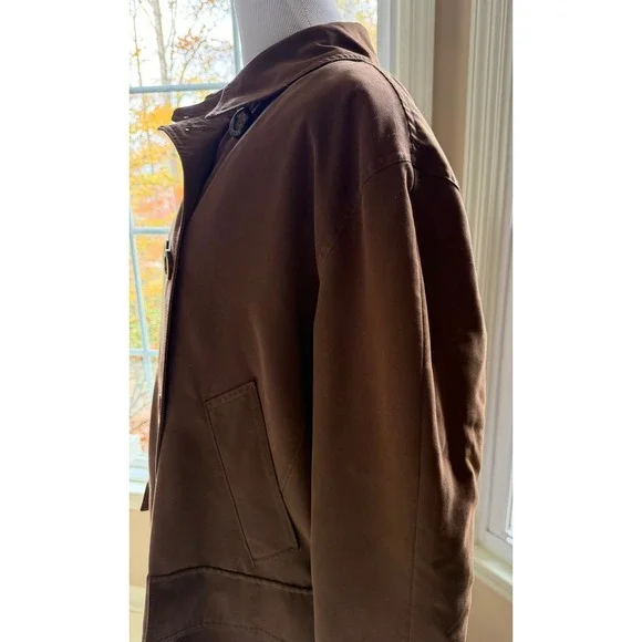Jones New York Women Double Breasted Brown Cotton Blend Trench Coat Size Medium - Picture 4 of 8